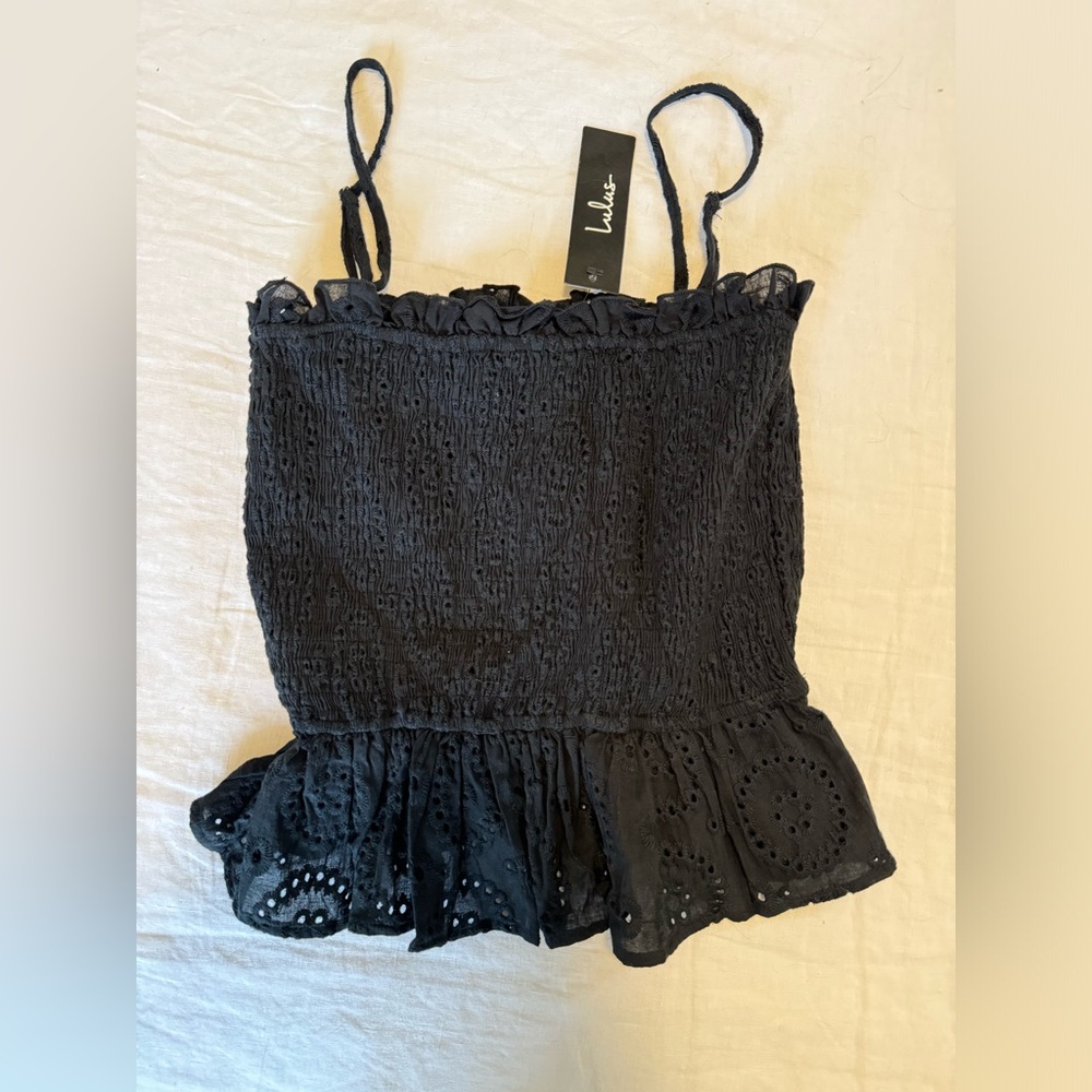 NWT Smocked Eyelet Top Lulu’s